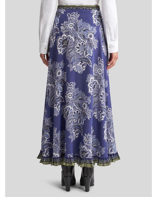 Etro Blue Floral Printed Maxi Skirt