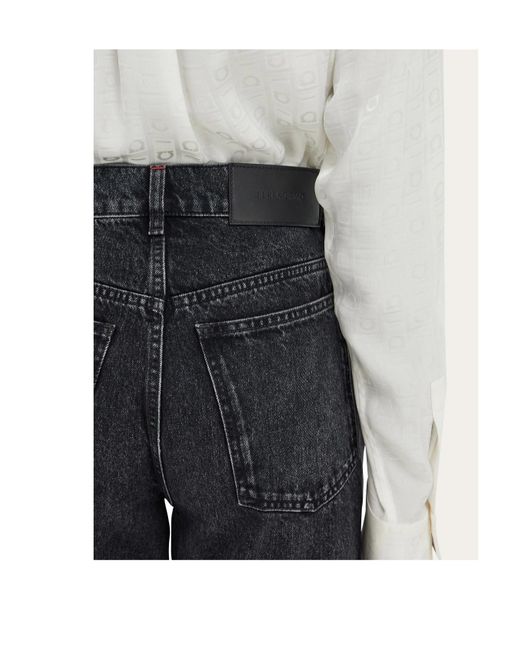 Ferragamo Blue Ferragamo Straight-Leg Turn-Up Jeans