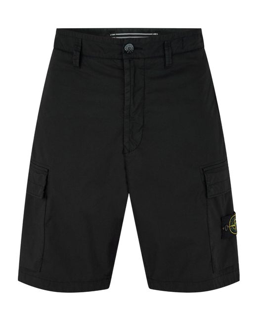 Stone Island Black Tela Cargo Shorts for men