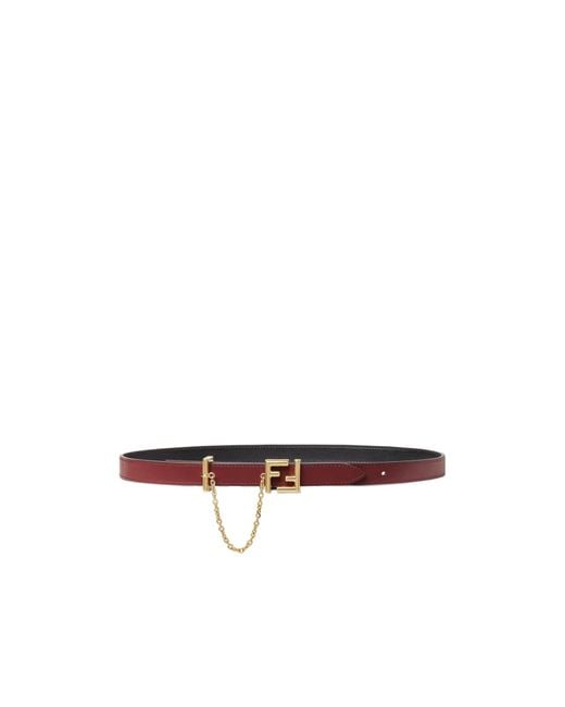 Fendi White Ff Buckle Chain Detailed Belt