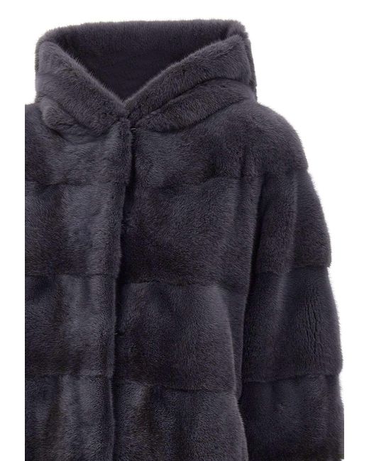 FRAME Blue Fur Coat