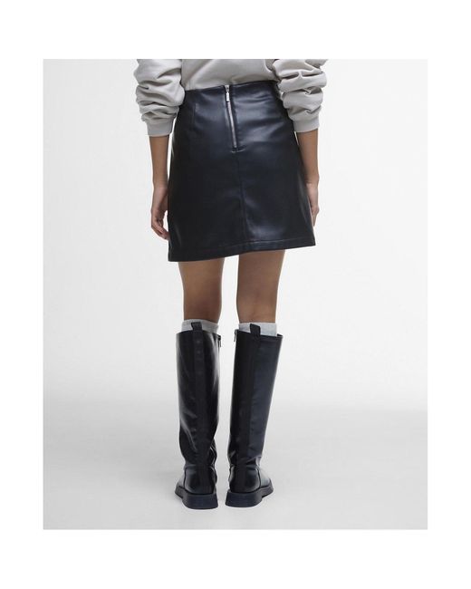 Barbour Black Peyton Faux-Leather Mini Skirt