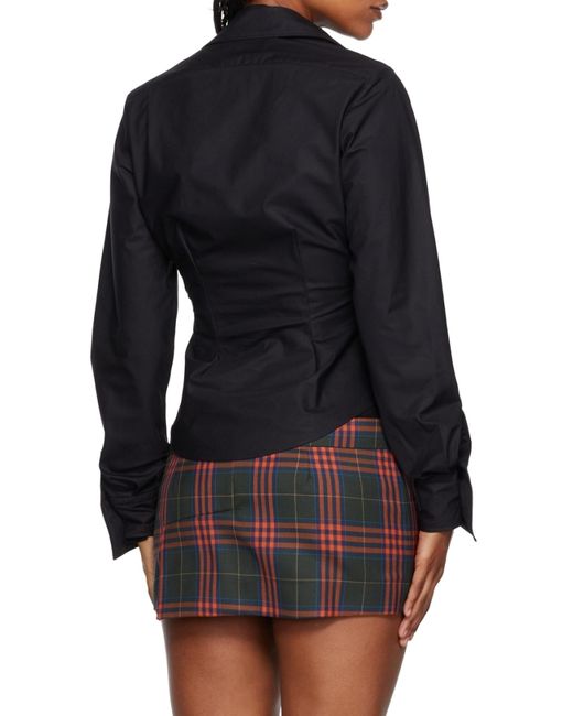 Vivienne Westwood Black Orb Logo Embroidered Drunken Shirt