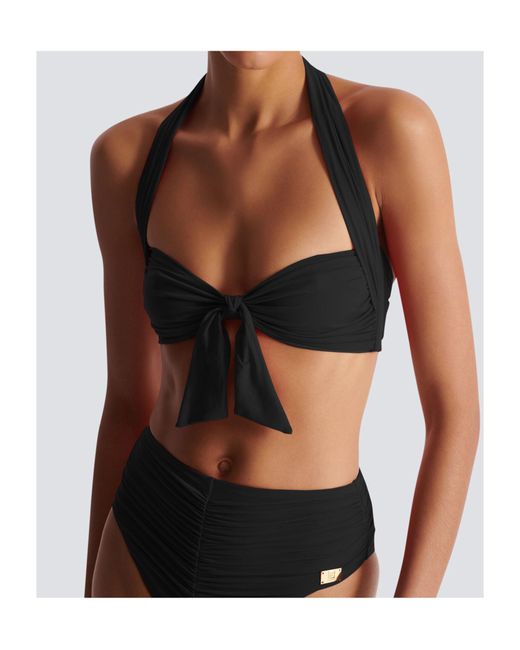 Balmain Black Plain Two Piece Swimsuit