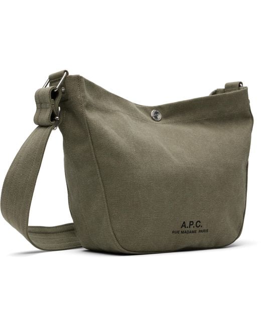 A.P.C. Gray Canvas Logo Shoulder Bag