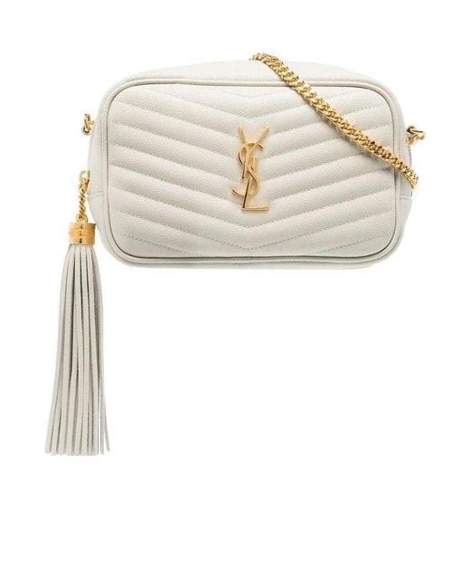 Saint Laurent White Lou Quilted Mini Shoulder Bag