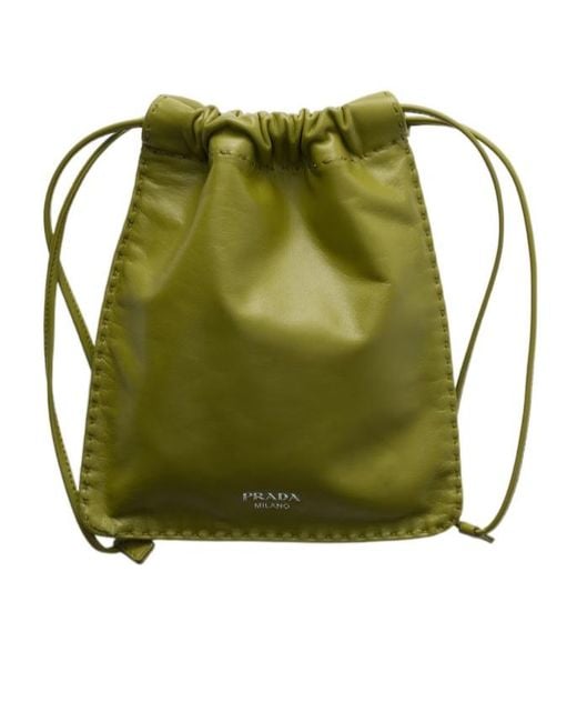 Prada Green Drawstring Clutch