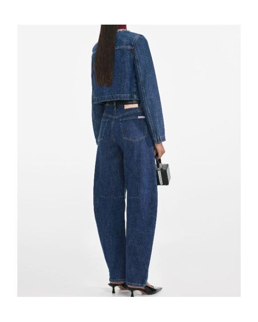 Self-Portrait Blue Embellished Trim Denim Jacket