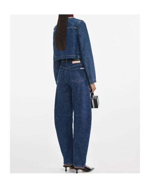 Self-Portrait Blue Embellished Trim Denim Jacket