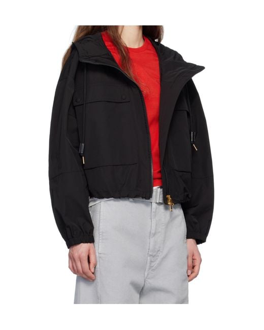 MONCLER Sauvan ポプリン パーカー ショート丈 Black 関税送料込 MONCLER Sauvan $1495 Women's Black Hooded Jacket New | eBay