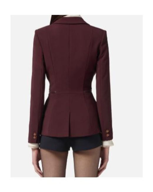 Elisabetta Franchi Purple Double Breasted Tailored Blazer