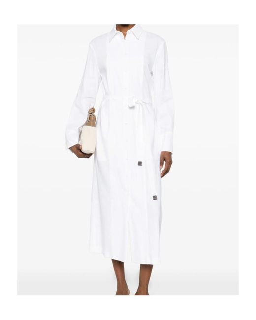 Max Mara White Collared Long-Sleeved Dress