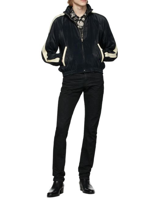 Saint Laurent Blue Monogram Zip-Up Jacket for men