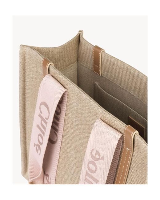 Chloé Natural Chloé Woody Medium Tote Bag