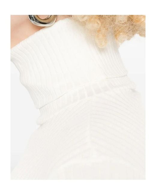 Re/done White Ribbed Roll-Neck Top