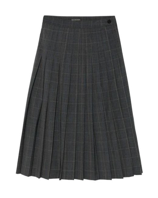Balenciaga Gray Panelled Pleated Skirt