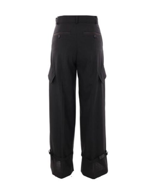 Sacai Black Straight-Leg Belted Cargo Pants