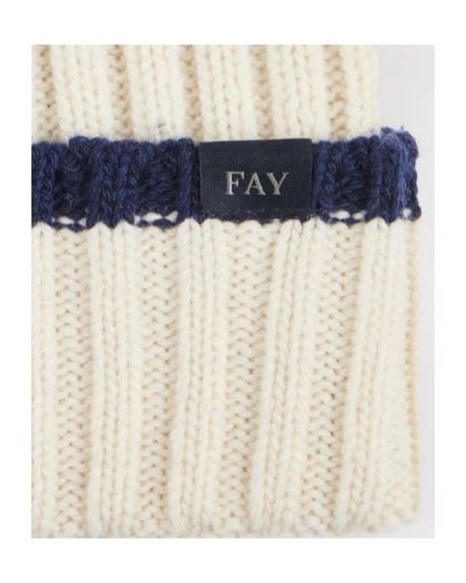 Fay White Beanie Hat for men