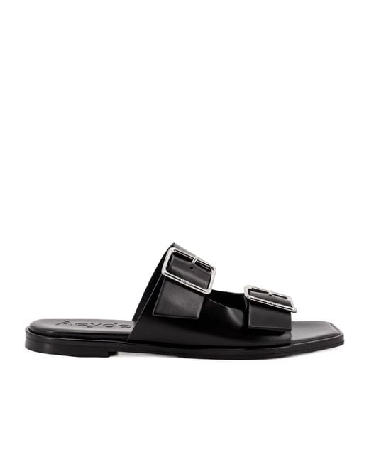 Aeyde Black Tonya Double-Strap Sandals