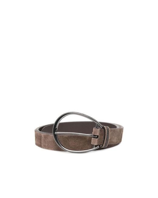 Brunello Cucinelli Brown Pointed Tip Buckle Belt