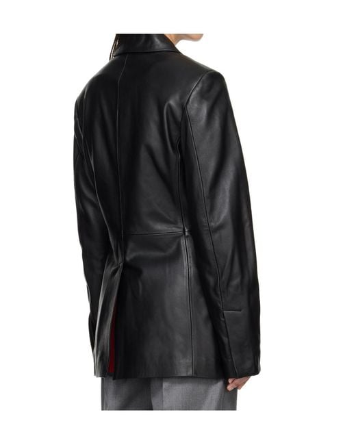 Loulou de Saison Black Benetra Double Breasted Leather Jacket