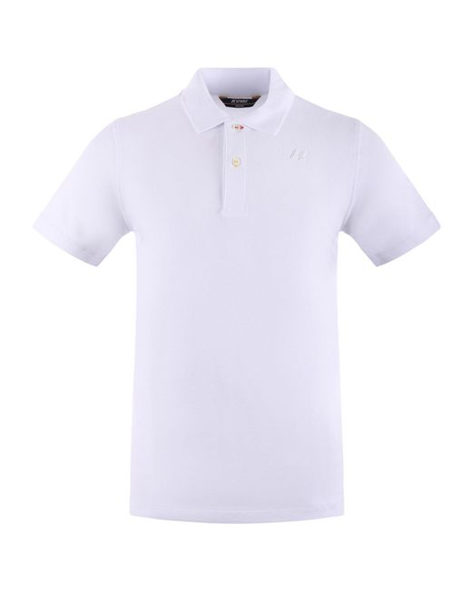 K-Way White Logo Patch Short-Sleeved Polo Shirt for men