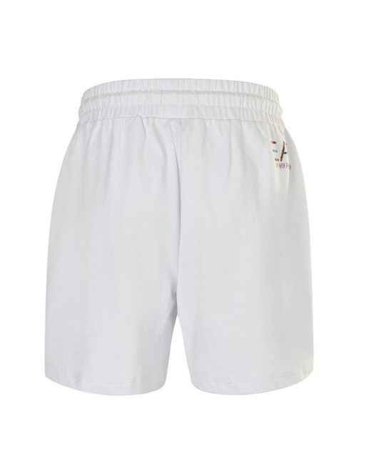 EA7 White Logo Drawstring Sports Shorts