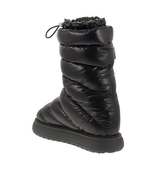 Moncler Black Logo Motif Patch Puffer Boots