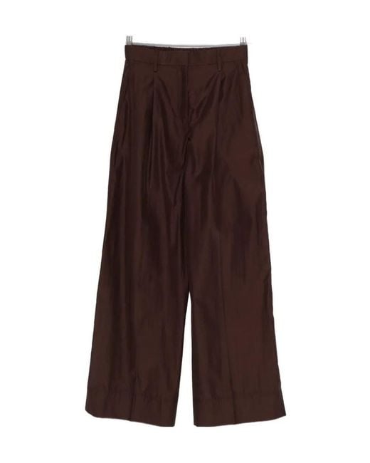 Forte_forte Brown High-Waist Pleated Trousers