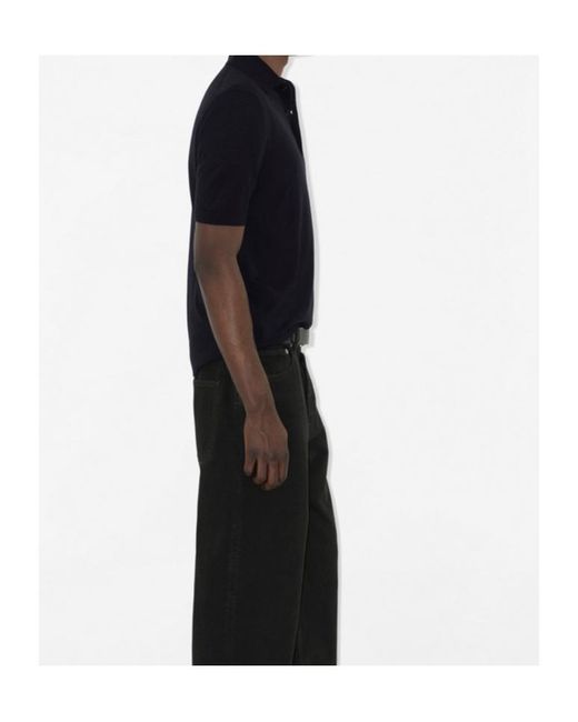 Burberry Black Logo Embroidered Knitted Polo Shirt for men