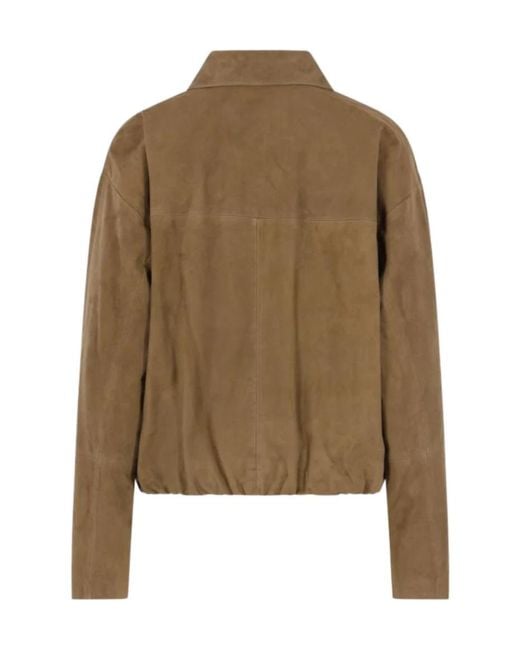 Arma Green Long-Sleeved Zip-Up Leather Jacket