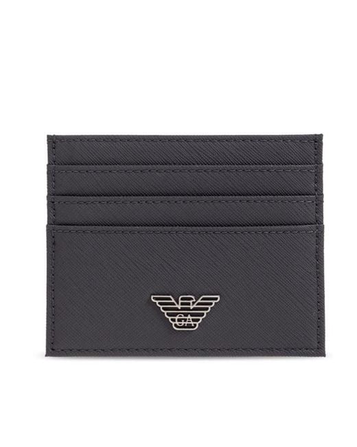 Emporio Armani White Slim Card Holder And Keychain Set for men