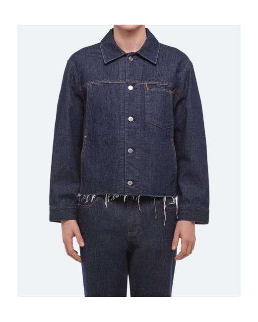 Helmut Lang Blue Cropped Trucker Jacket for men