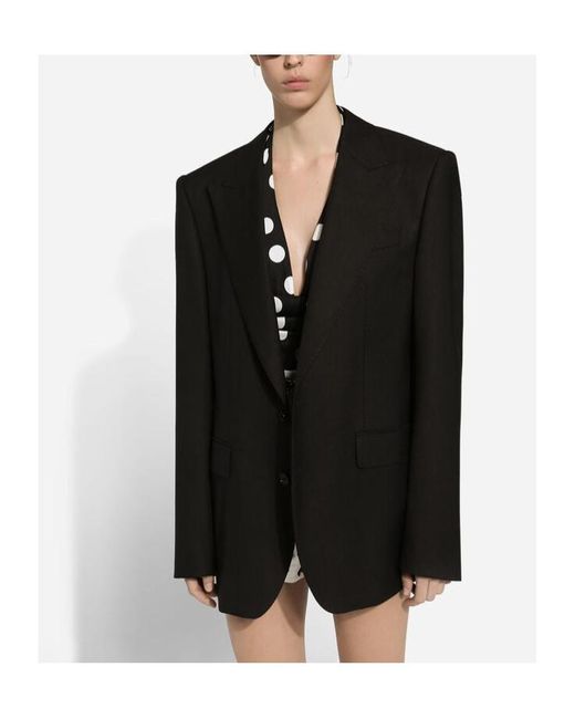 Dolce & Gabbana Black Wool Single-Breasted Blazer Jacket