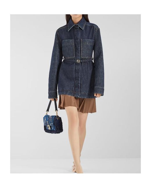 Fendi Blue Belted Waist Denim Jacket