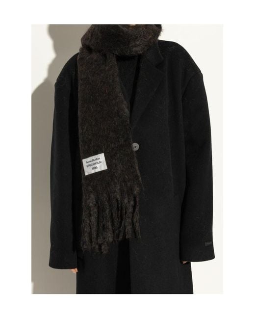 Acne Black Fringed Scarf for men