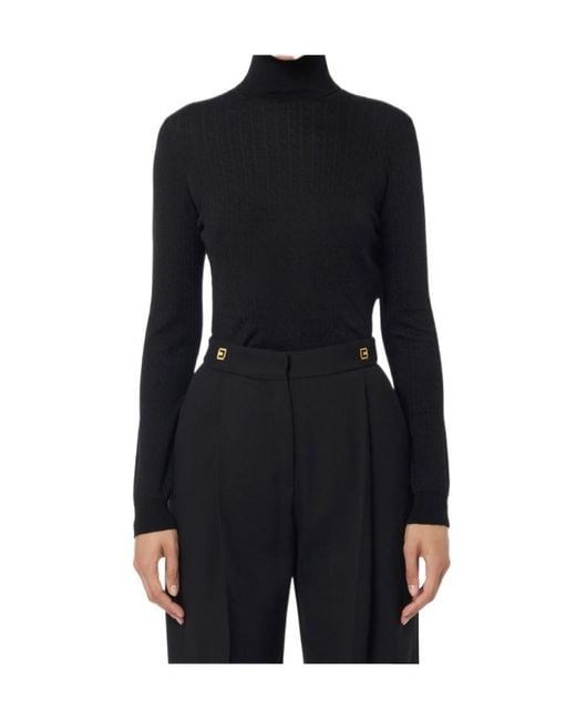 Elisabetta Franchi Blue Micro Logo Jacquard Jumper