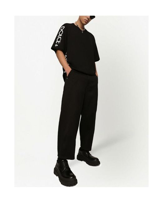 Dolce & Gabbana Black Logo Printed Crewneck T-Shirt for men