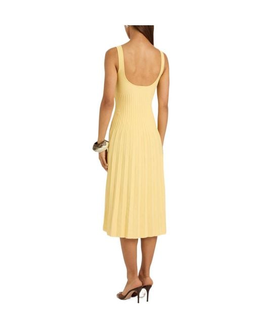 Staud Yellow Knit Midi Dress