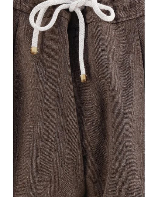 Brunello Cucinelli Brown Drawstring Shorts for men