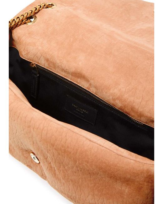 Saint Laurent Natural Calypso Small Padded Suede Shoulder Bag
