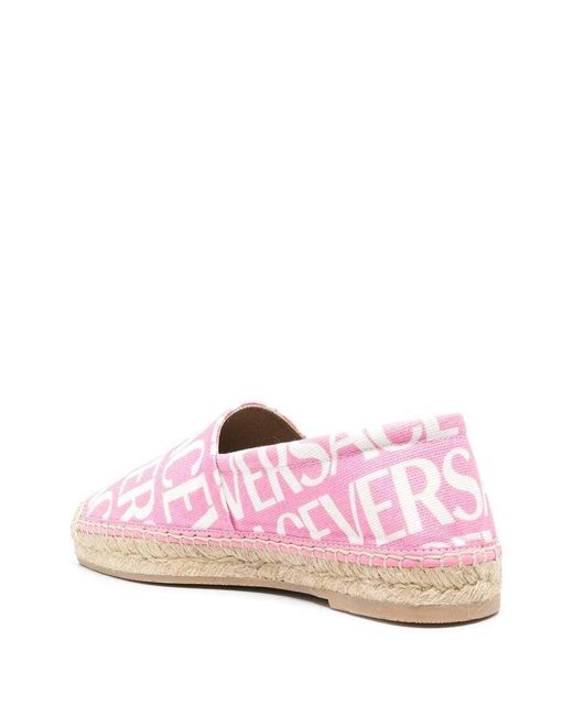 Versace Pink All-Over Logo Print Espadrilles