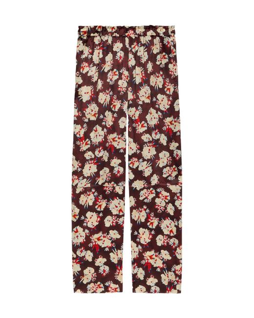Rabanne Multicolor Floral-Print Wide-Leg Silk Trousers
