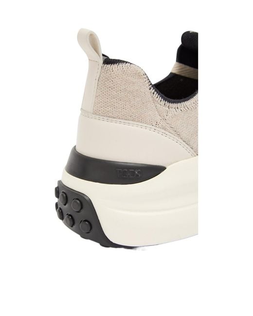 Tod's White Panelled Knit Sneakers