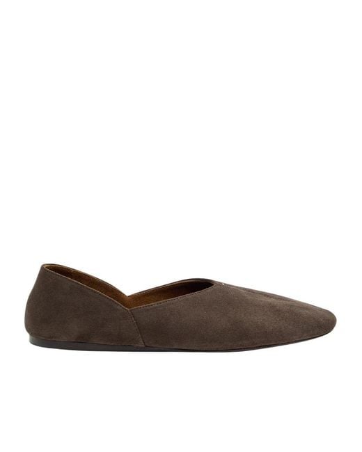 Khaite Brown Suede Ballet Flats