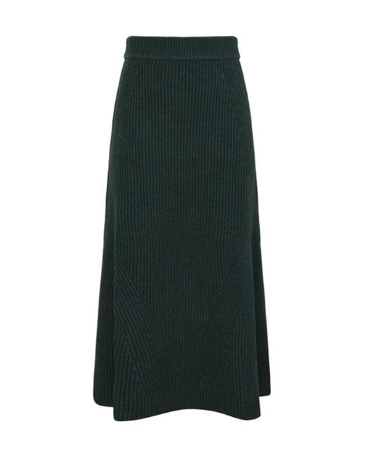 Zimmermann Green Hypnotic Ribbed Midi Skirt