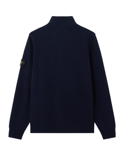 Stone Island Blue Logo Patch High Neck Sweater for men