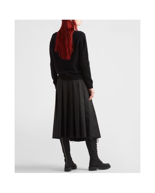 Prada Black Cashmere-Wool Logo Sweater