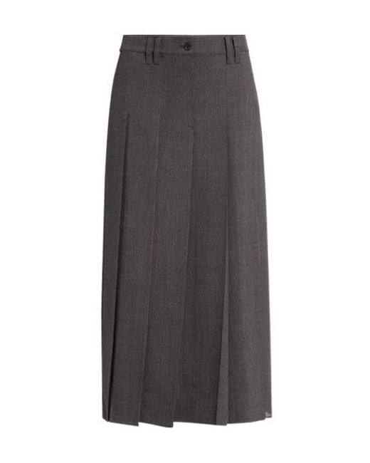 Brunello Cucinelli Gray Pleated Midi Skirt