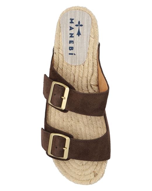 Manebí Brown Double-Buckle Flat Espadrilles